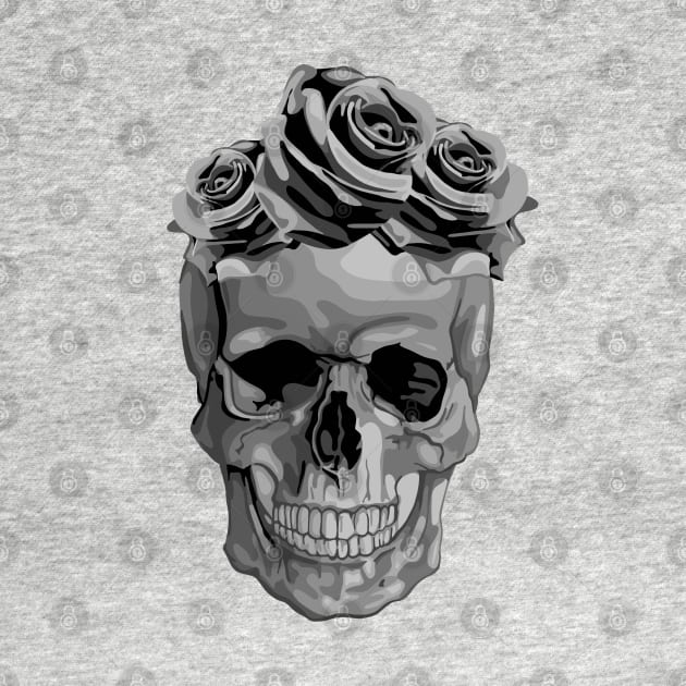 Skull With Flower Crown by Slightly Unhinged